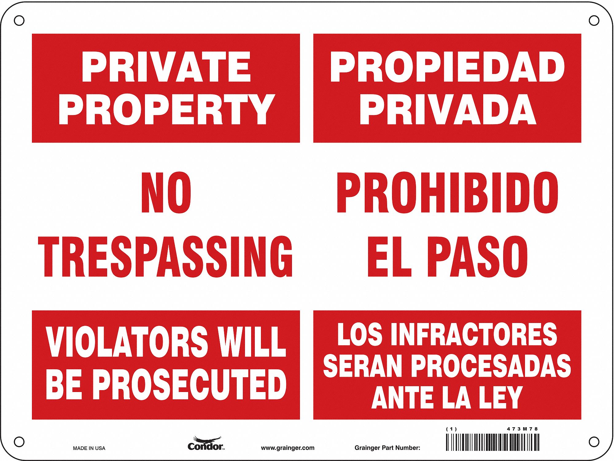 PANNEAU SECURITE,18PO X 24PO,ALUMINIUM