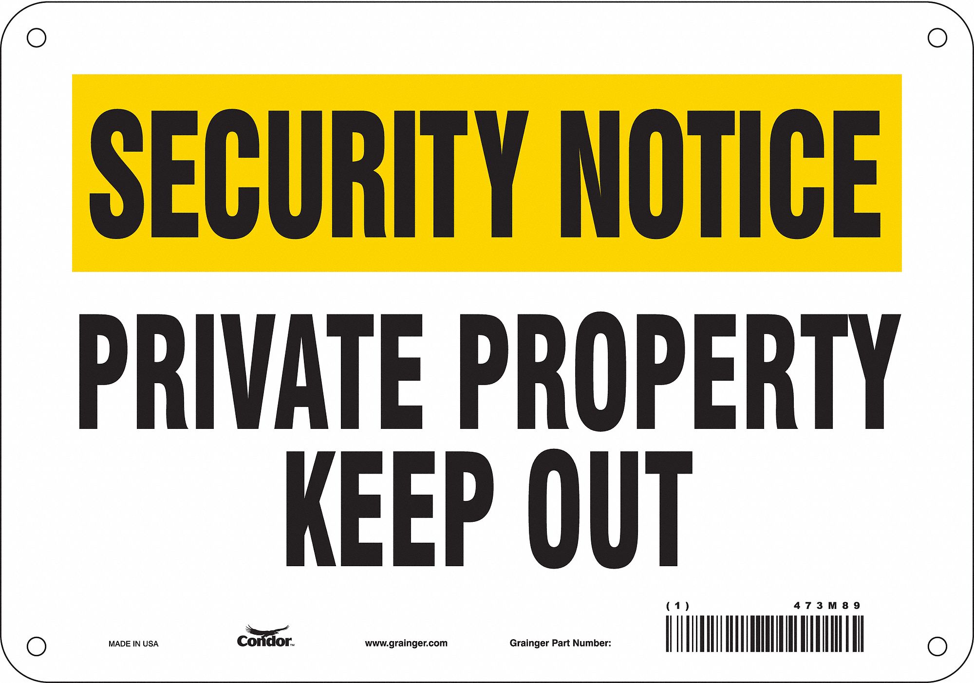 Safety Sign: Aluminum, Mounting Holes Sign Mounting, 7 in x 10 in Nominal Sign Size, 0.032 in Thick