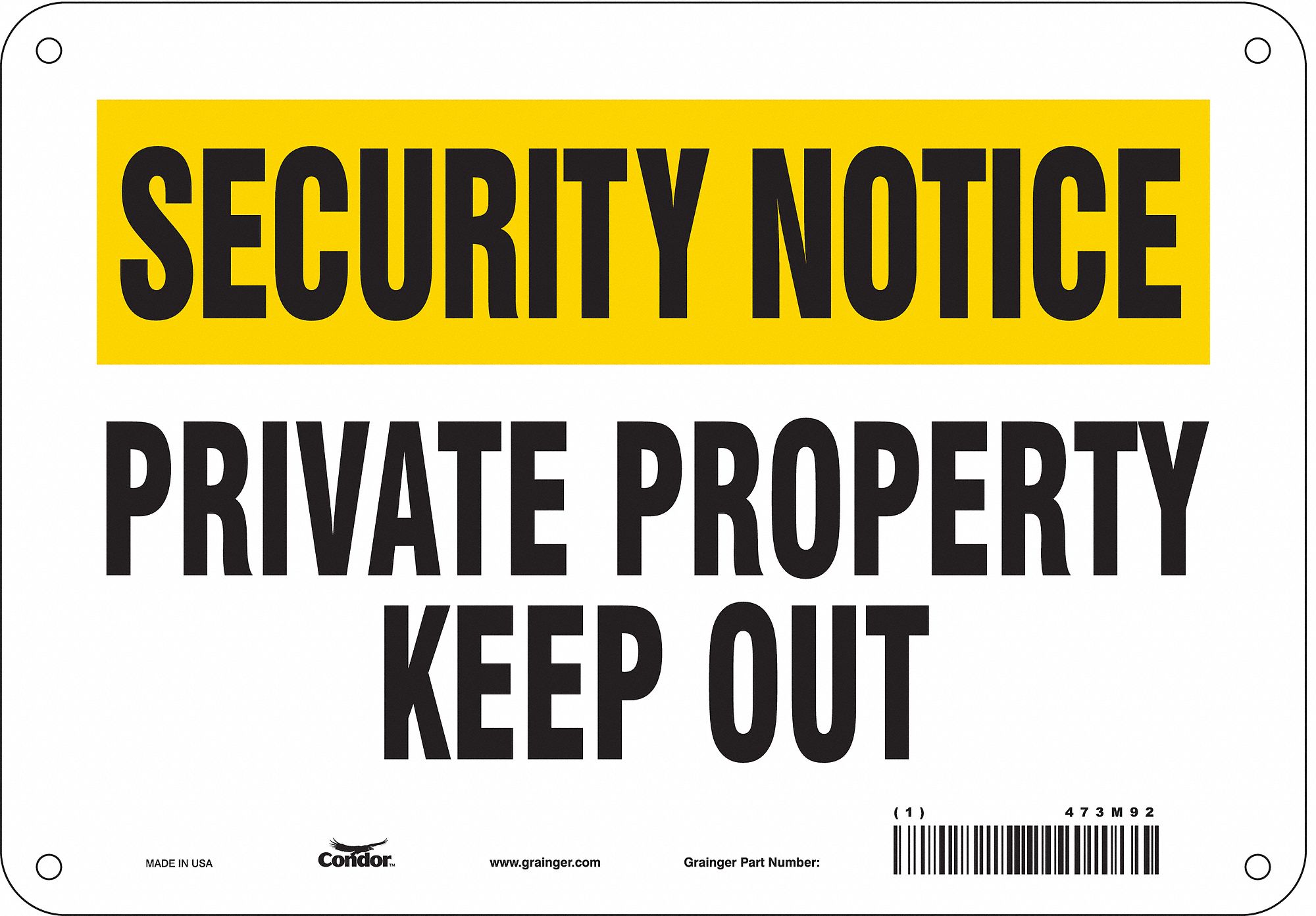 Safety Sign: Polyethylene, Mounting Holes Sign Mounting, 7 in x 10 in Nominal Sign Size