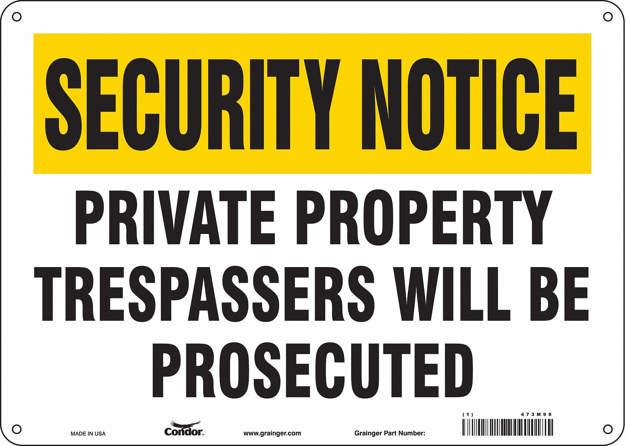 Safety Sign: Aluminum, Mounting Holes Sign Mounting, 10 in x 14 in Nominal Sign Size, 0.032 in Thick