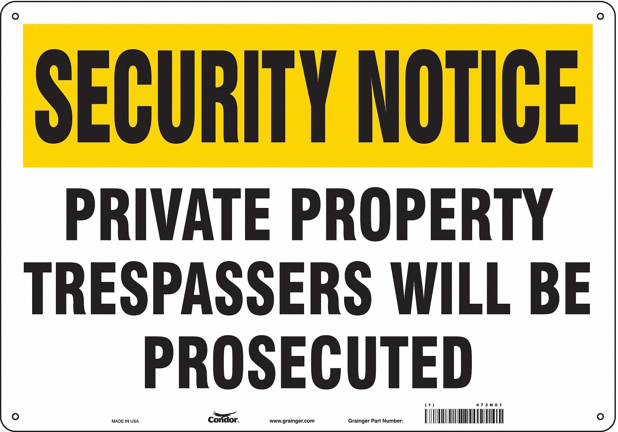 Safety Sign: Aluminum, Mounting Holes Sign Mounting, 14 in x 20 in Nominal Sign Size, 0.032 in Thick
