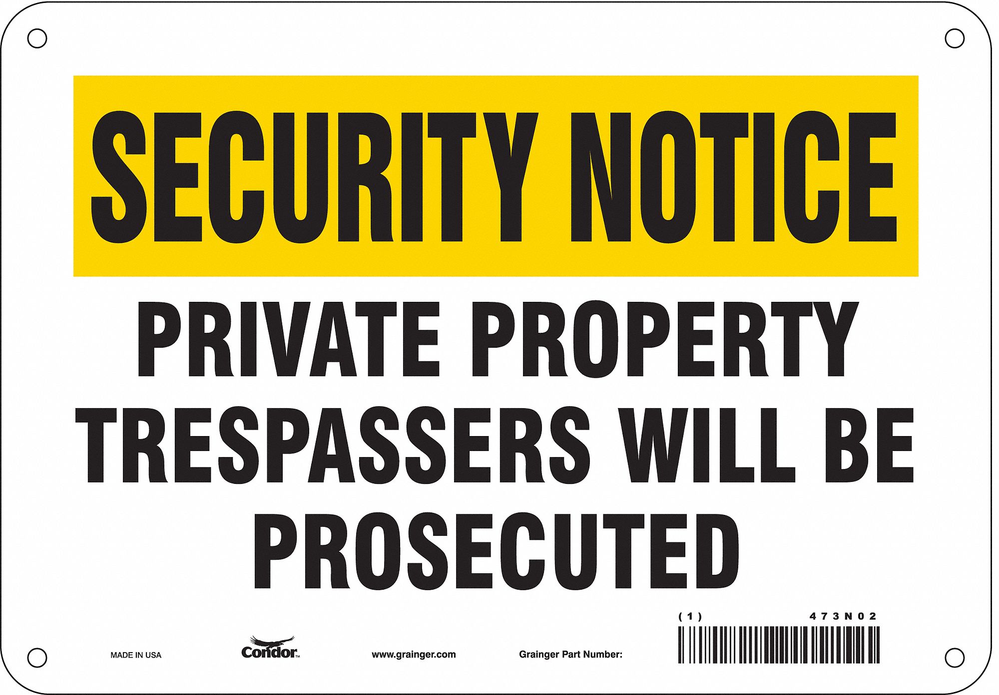 Safety Sign: Polyethylene, Mounting Holes Sign Mounting, 7 in x 10 in Nominal Sign Size