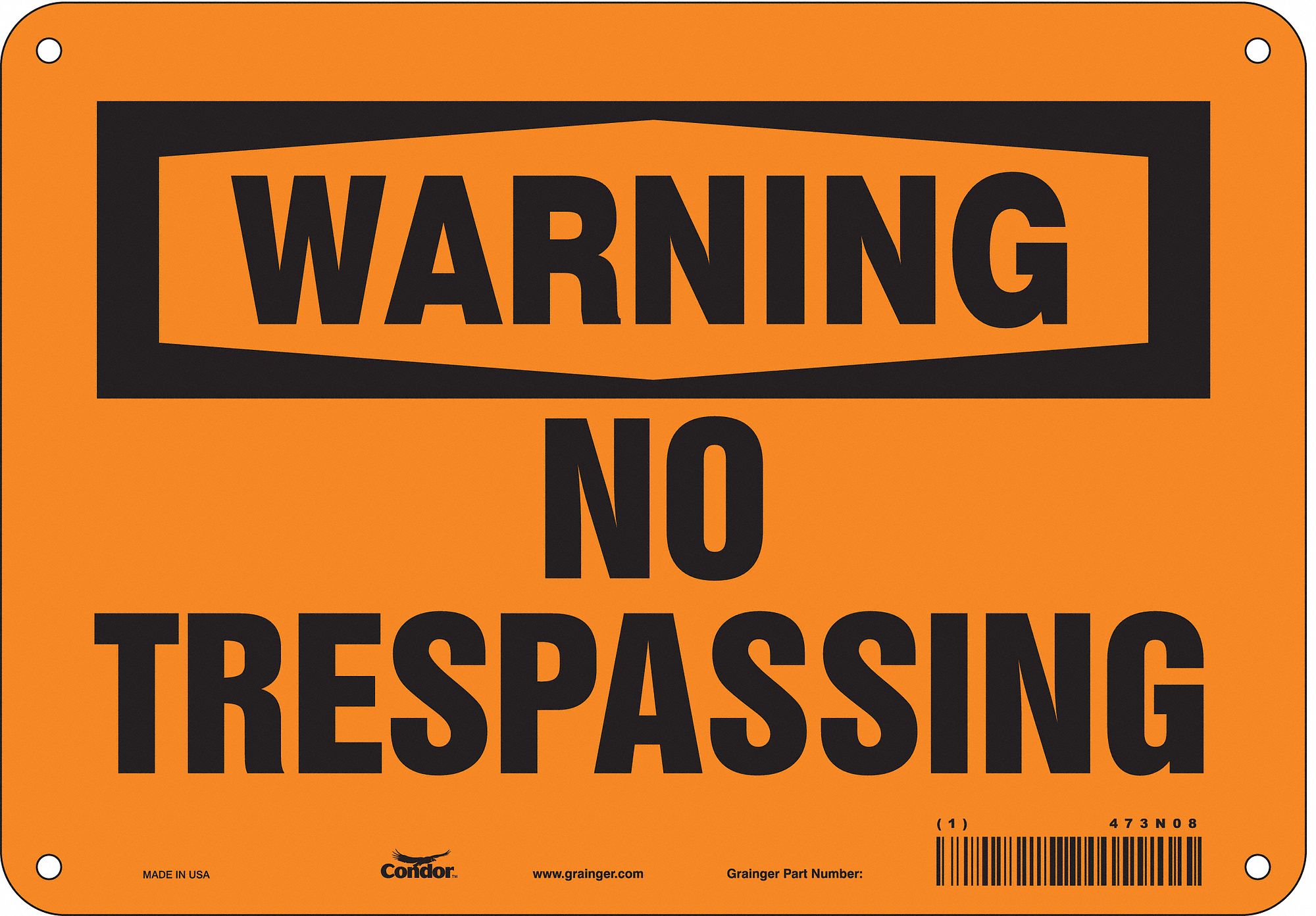 Safety Sign: Aluminum, Mounting Holes Sign Mounting, 7 in x 10 in Nominal Sign Size, 0.032 in Thick