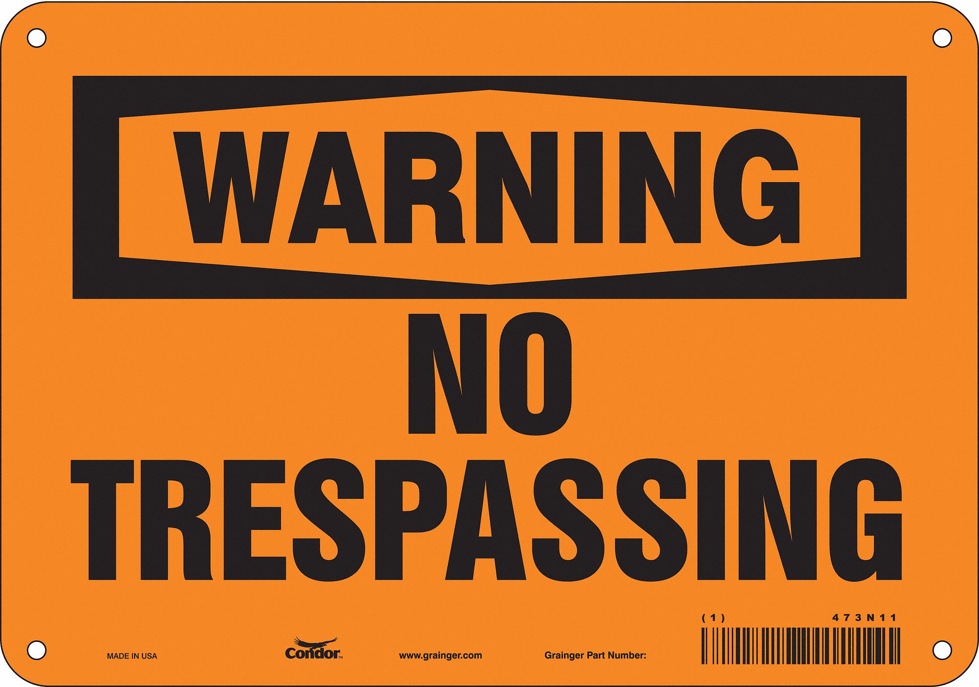 Safety Sign: Polyethylene, Mounting Holes Sign Mounting, 7 in x 10 in Nominal Sign Size