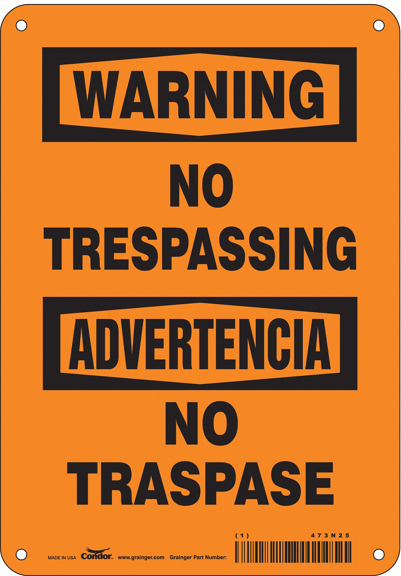Safety Sign: Polyethylene, Mounting Holes Sign Mounting, 10 in x 7 in Nominal Sign Size