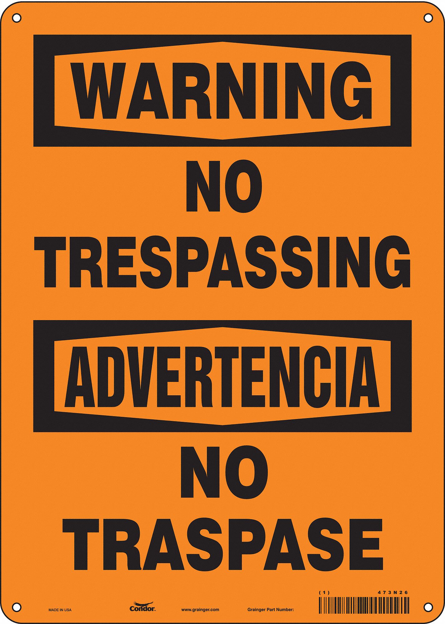 Safety Sign: Polyethylene, Mounting Holes Sign Mounting, 14 in x 10 in Nominal Sign Size