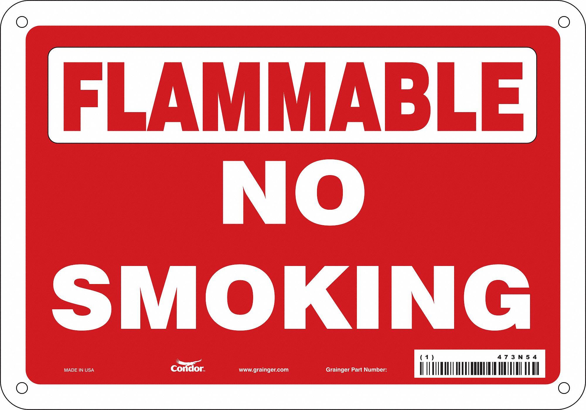 Safety Sign: Aluminum, Mounting Holes Sign Mounting, 7 in x 10 in Nominal Sign Size, 0.032 in Thick
