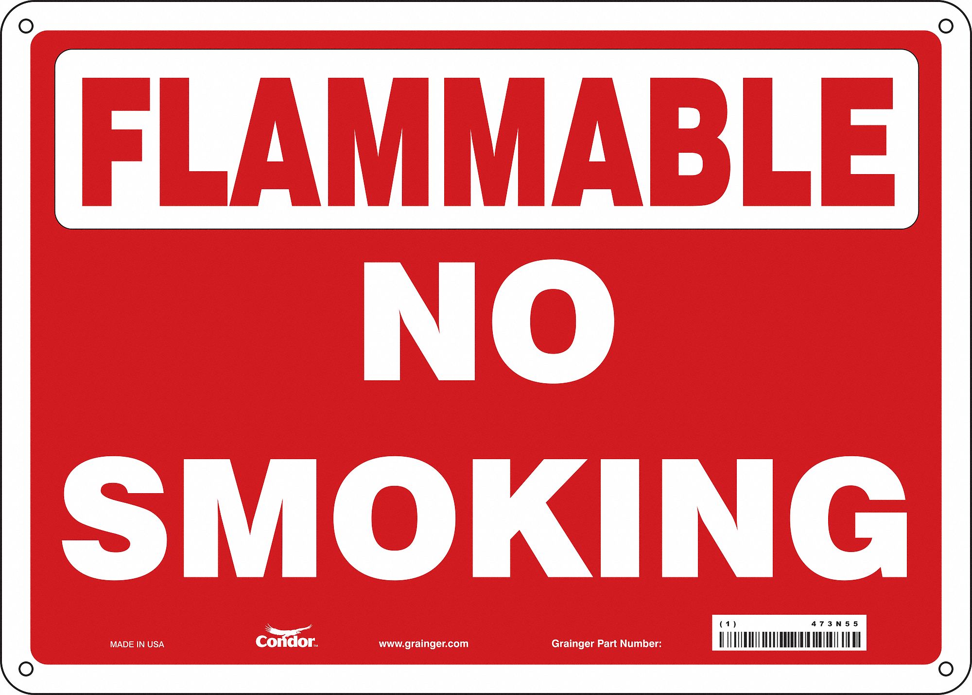Safety Sign: Aluminum, Mounting Holes Sign Mounting, 10 in x 14 in Nominal Sign Size, 0.032 in Thick