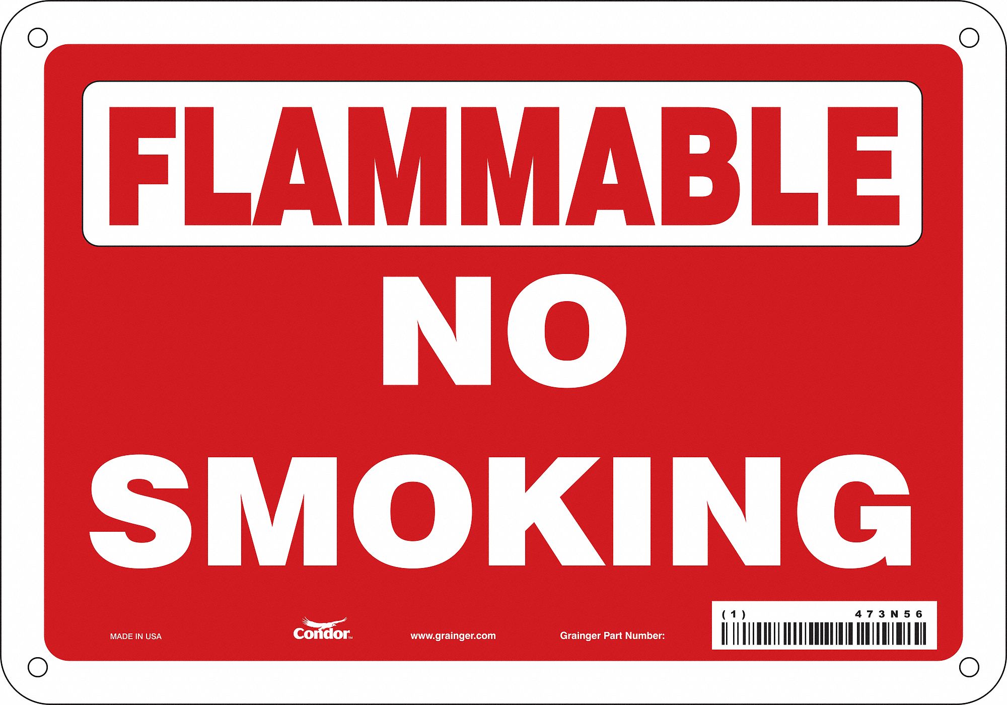 Safety Sign: Polyethylene, Mounting Holes Sign Mounting, 7 in x 10 in Nominal Sign Size