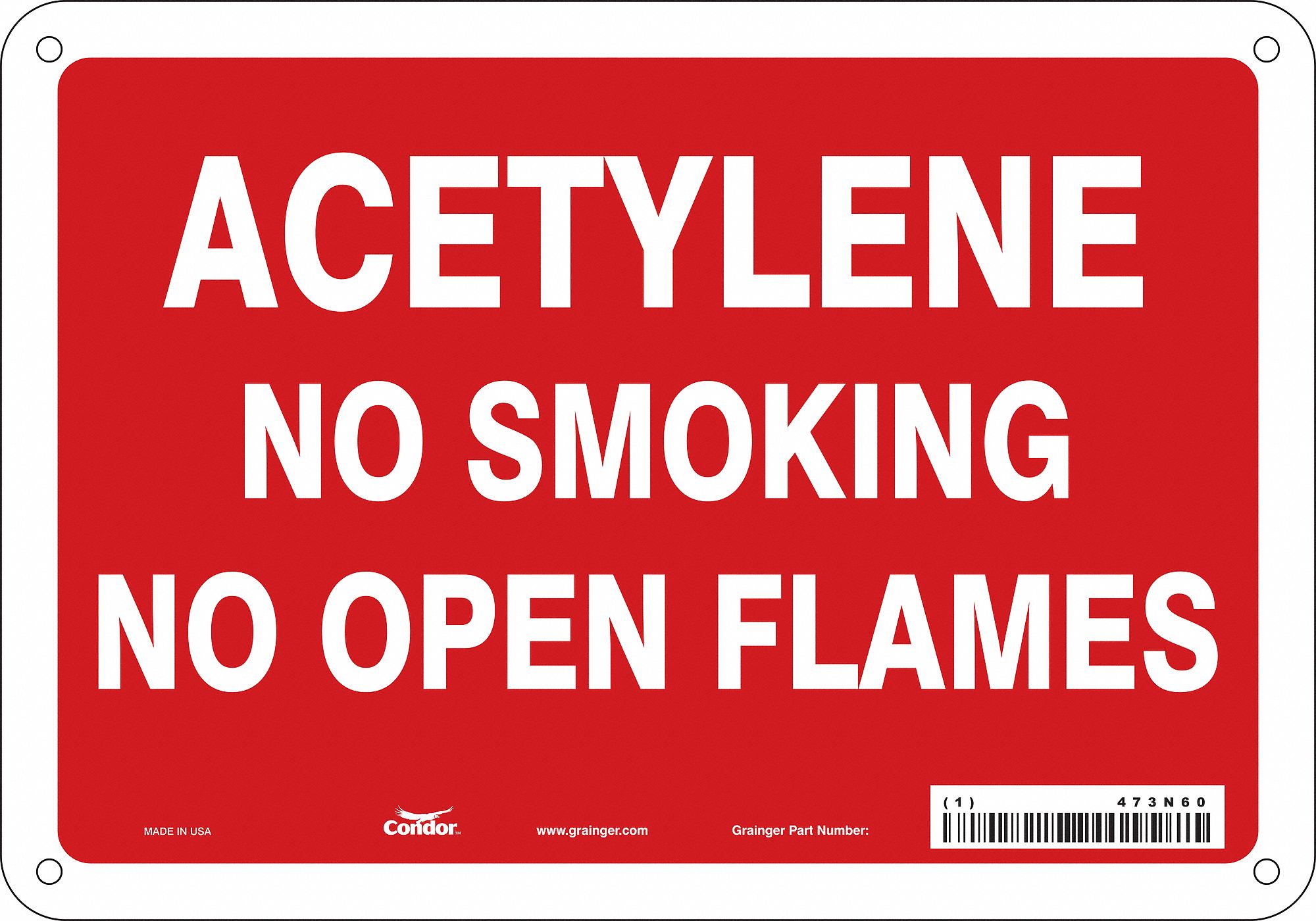 Safety Sign: Aluminum, Mounting Holes Sign Mounting, 7 in x 10 in Nominal Sign Size, 0.032 in Thick