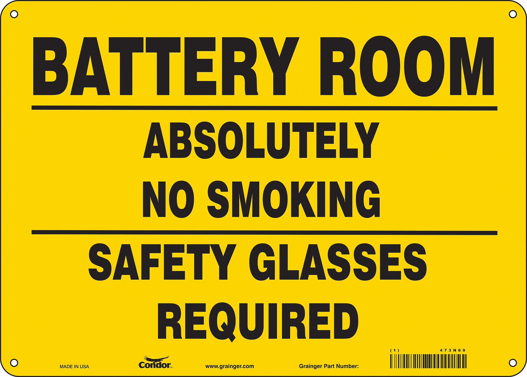 Safety Sign: Polyethylene, Mounting Holes Sign Mounting, 10 in x 14 in Nominal Sign Size, No Header