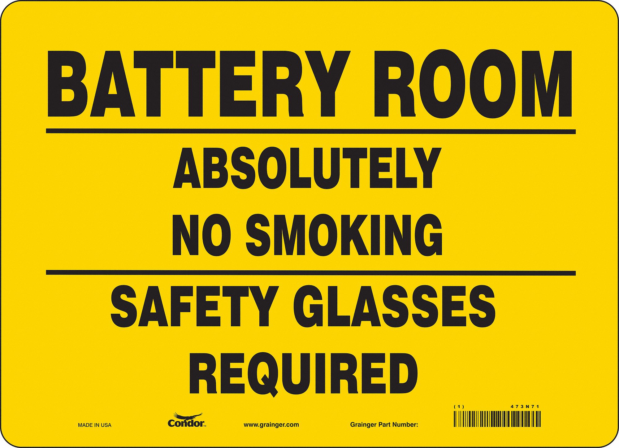 Safety Sign: Vinyl, Adhesive Sign Mounting, 10 in x 14 in Nominal Sign Size, Not Retroreflective