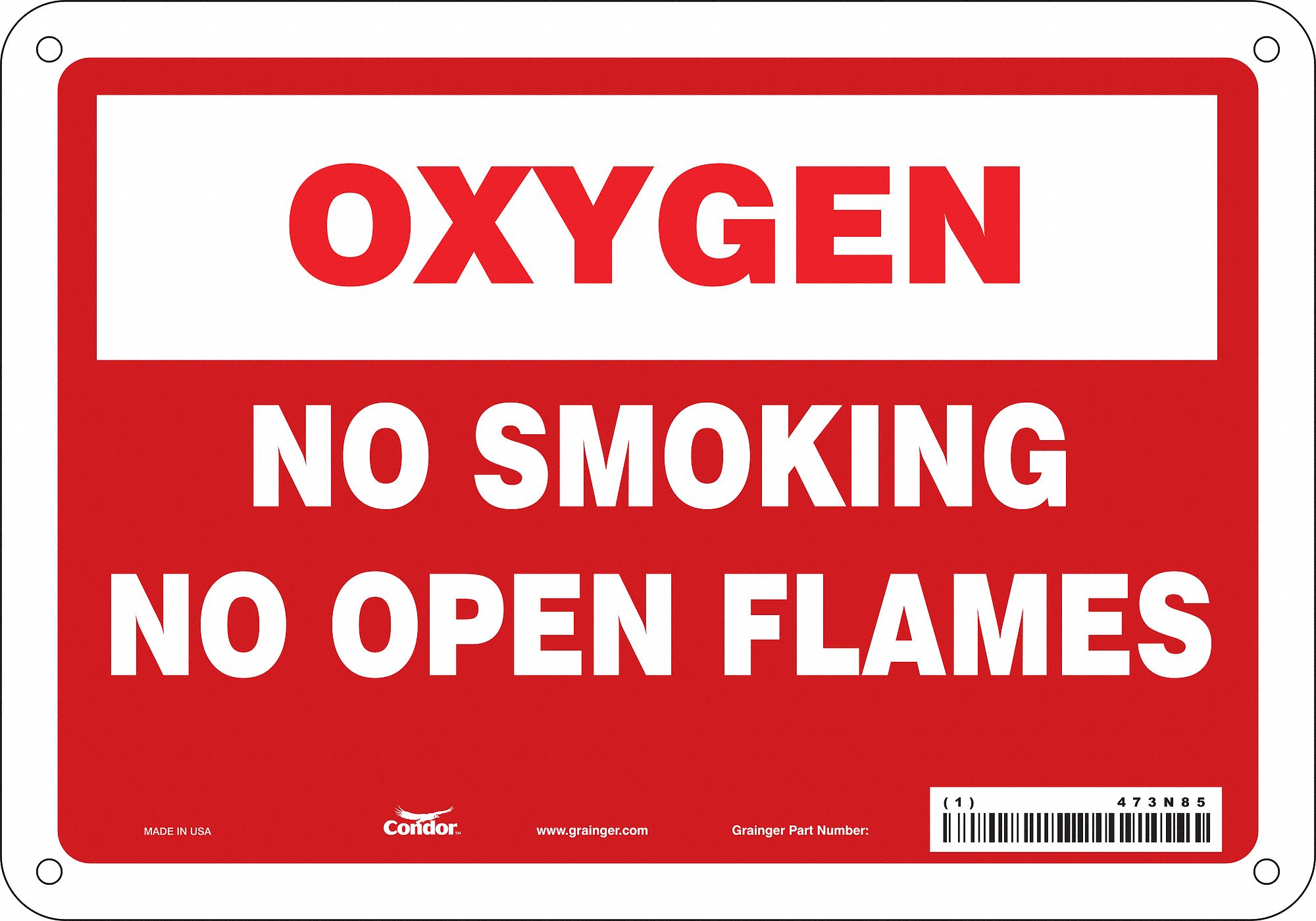 Safety Sign: Aluminum, Mounting Holes Sign Mounting, 7 in x 10 in Nominal Sign Size, 0.032 in Thick