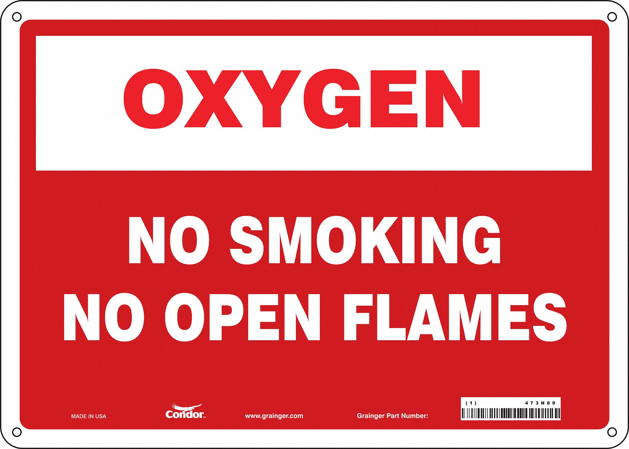 Safety Sign: Polyethylene, Mounting Holes Sign Mounting, 10 in x 14 in Nominal Sign Size, No Header