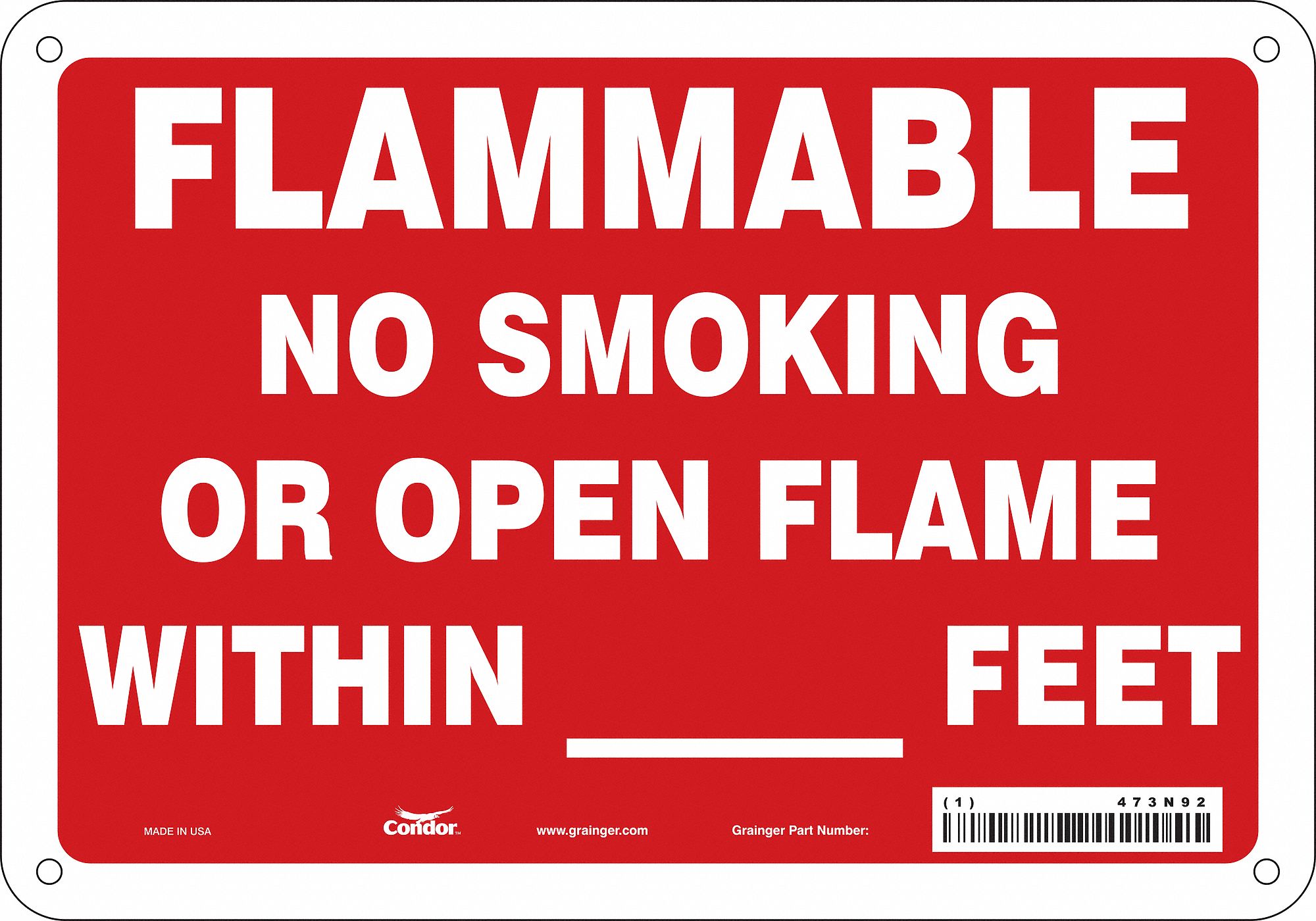 Safety Sign: Aluminum, Mounting Holes Sign Mounting, 7 in x 10 in Nominal Sign Size, 0.032 in Thick
