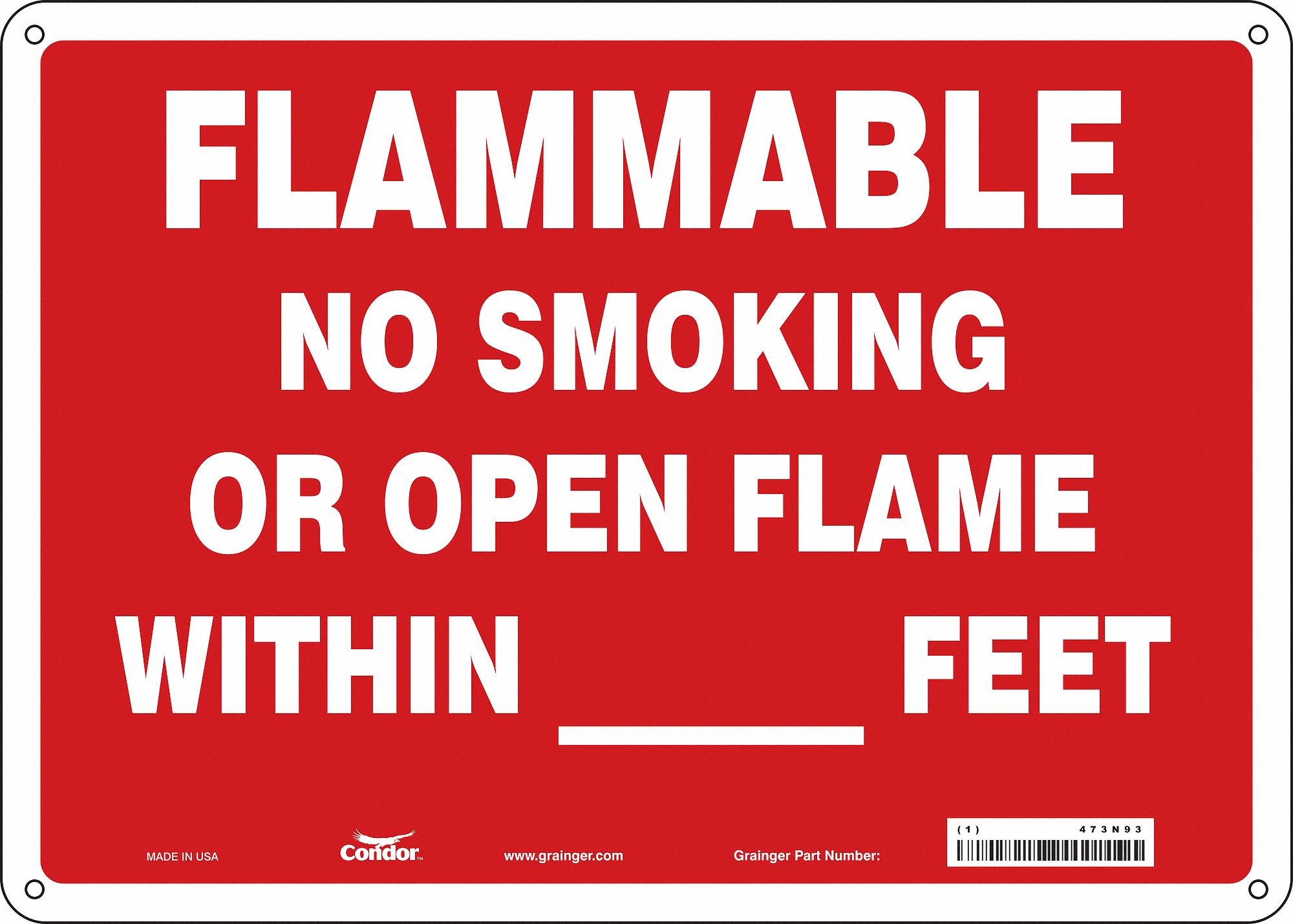 Safety Sign: Aluminum, Mounting Holes Sign Mounting, 10 in x 14 in Nominal Sign Size, 0.032 in Thick