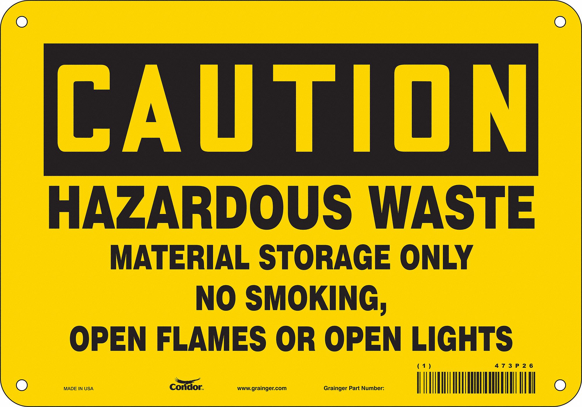Safety Sign: Aluminum, Mounting Holes Sign Mounting, 7 in x 10 in Nominal Sign Size, 0.032 in Thick