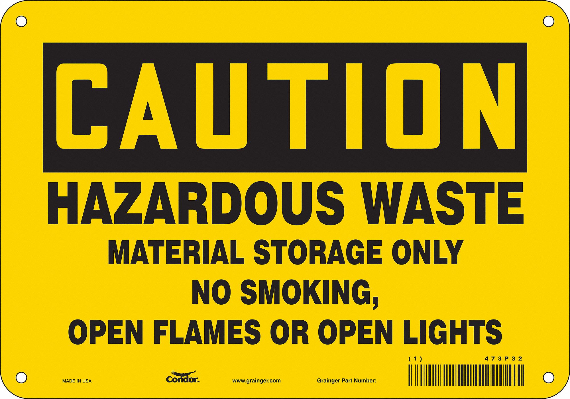 Safety Sign: Polyethylene, Mounting Holes Sign Mounting, 7 in x 10 in Nominal Sign Size, Caution