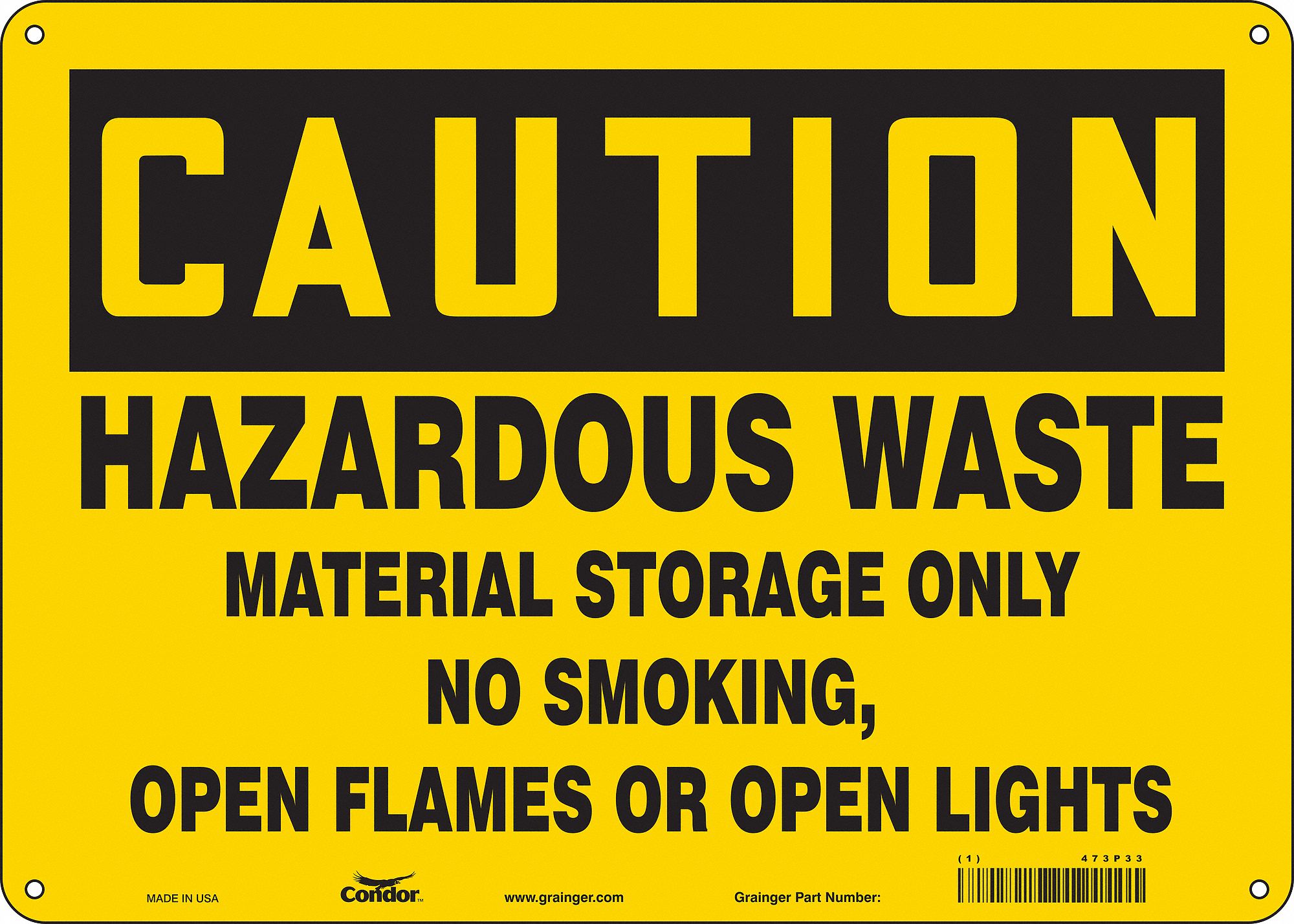 Safety Sign: Polyethylene, Mounting Holes Sign Mounting, 10 in x 14 in Nominal Sign Size, Caution