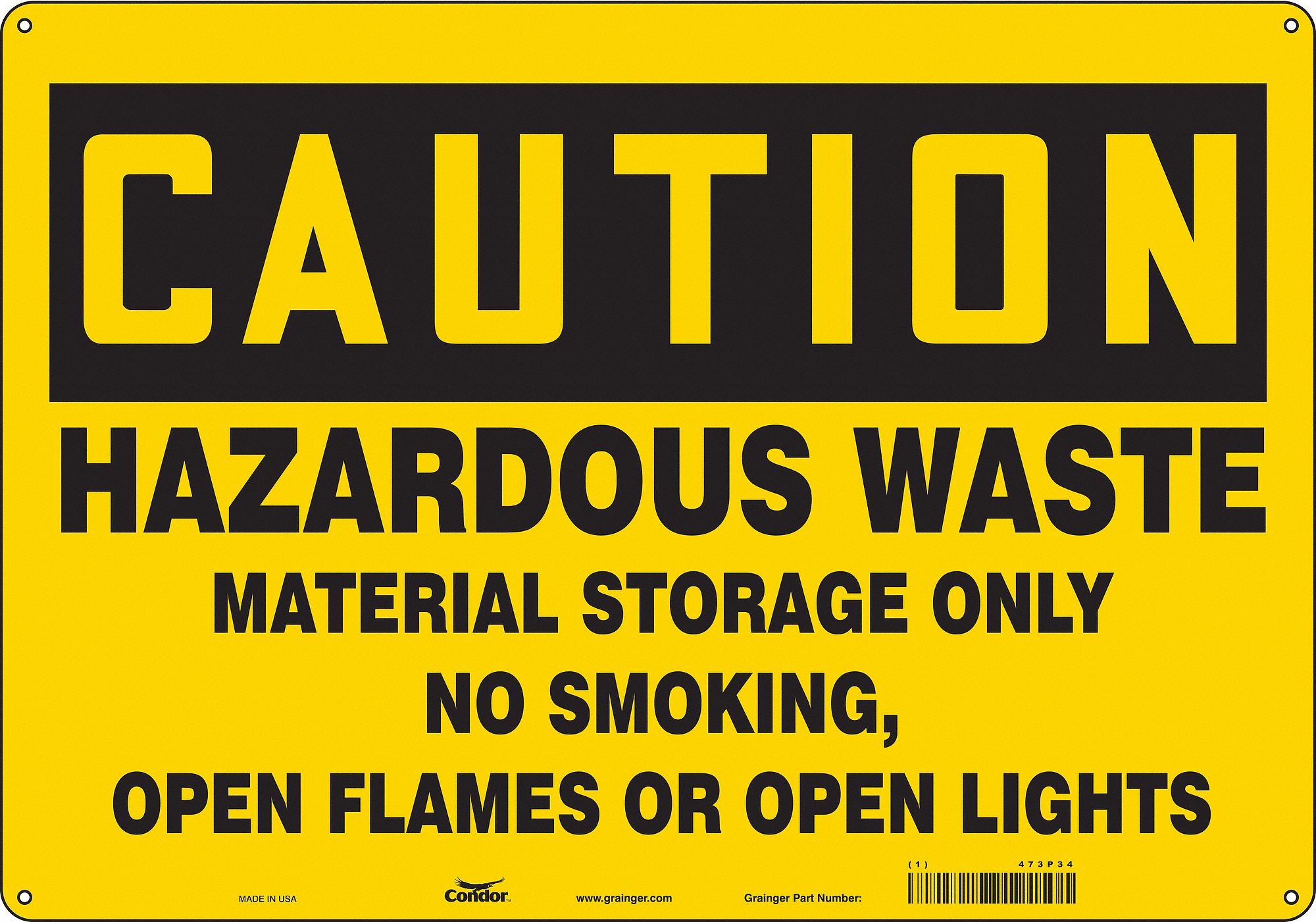 Safety Sign: Polyethylene, Mounting Holes Sign Mounting, 14 in x 20 in Nominal Sign Size, Caution
