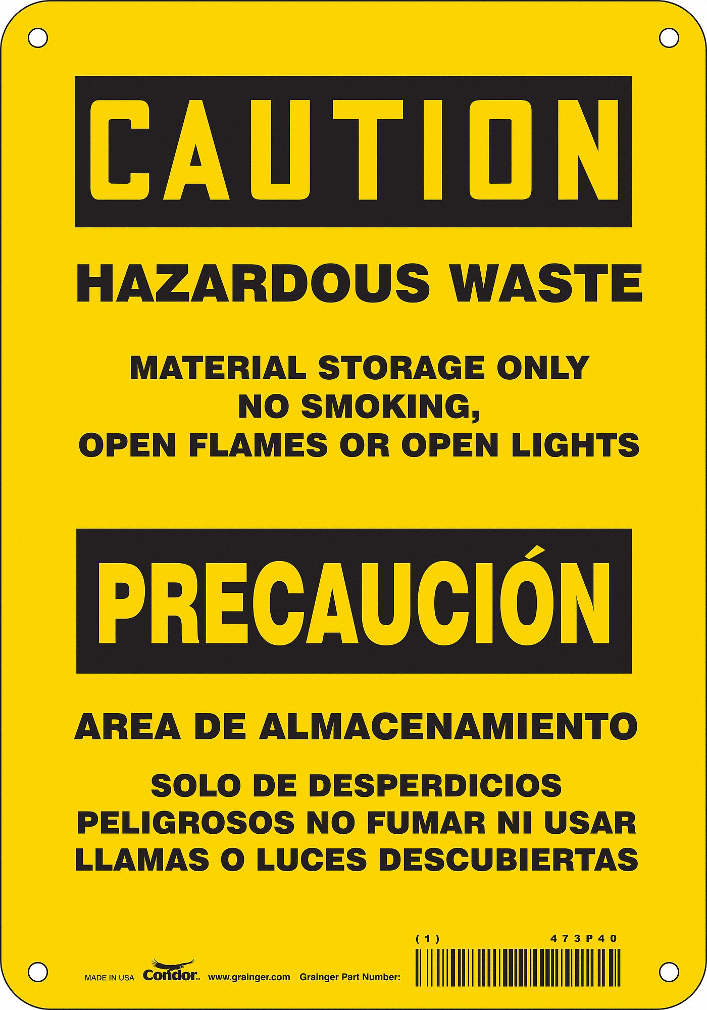 Safety Sign: Aluminum, Mounting Holes Sign Mounting, 10 in x 7 in Nominal Sign Size, 0.032 in Thick