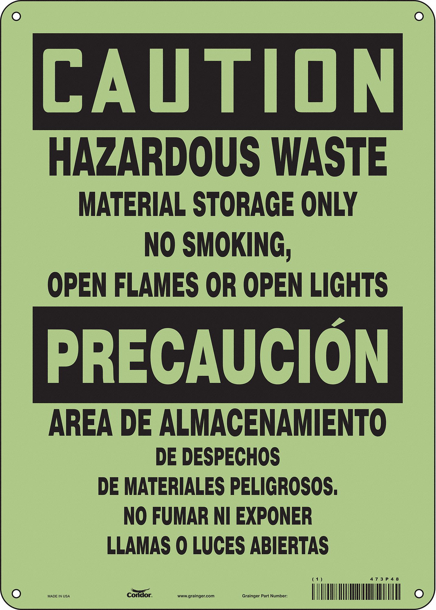 Safety Sign: Glow Vinyl, Adhesive Sign Mounting, 14 in x 10 in Nominal Sign Size, Glow In The Dark
