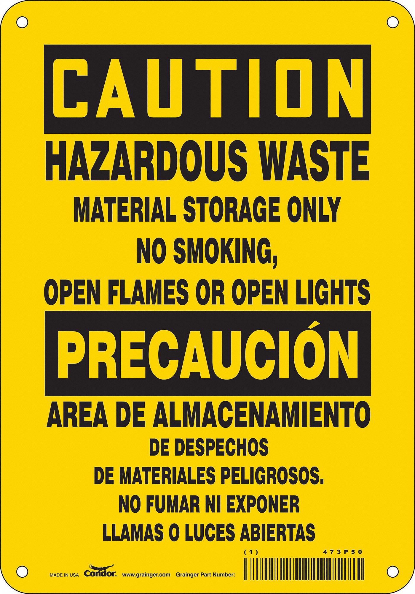 Safety Sign: Polyethylene, Mounting Holes Sign Mounting, 10 in x 7 in Nominal Sign Size