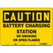 Caution: Battery Charging Station No Smoking Or Open Flames Signs