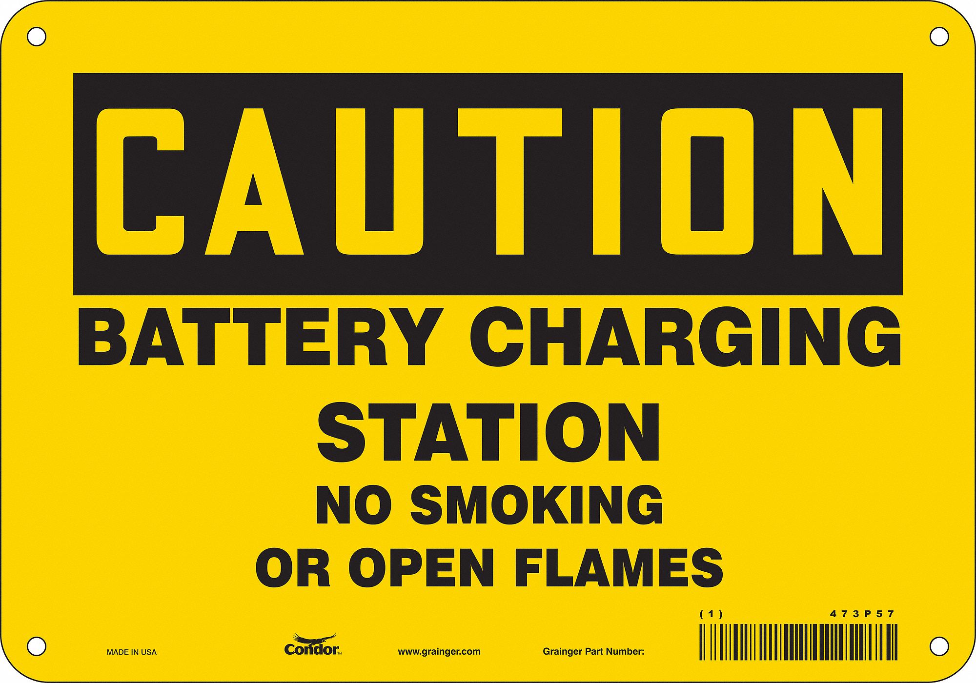 Safety Sign: Polyethylene, Mounting Holes Sign Mounting, 7 in x 10 in Nominal Sign Size, Caution