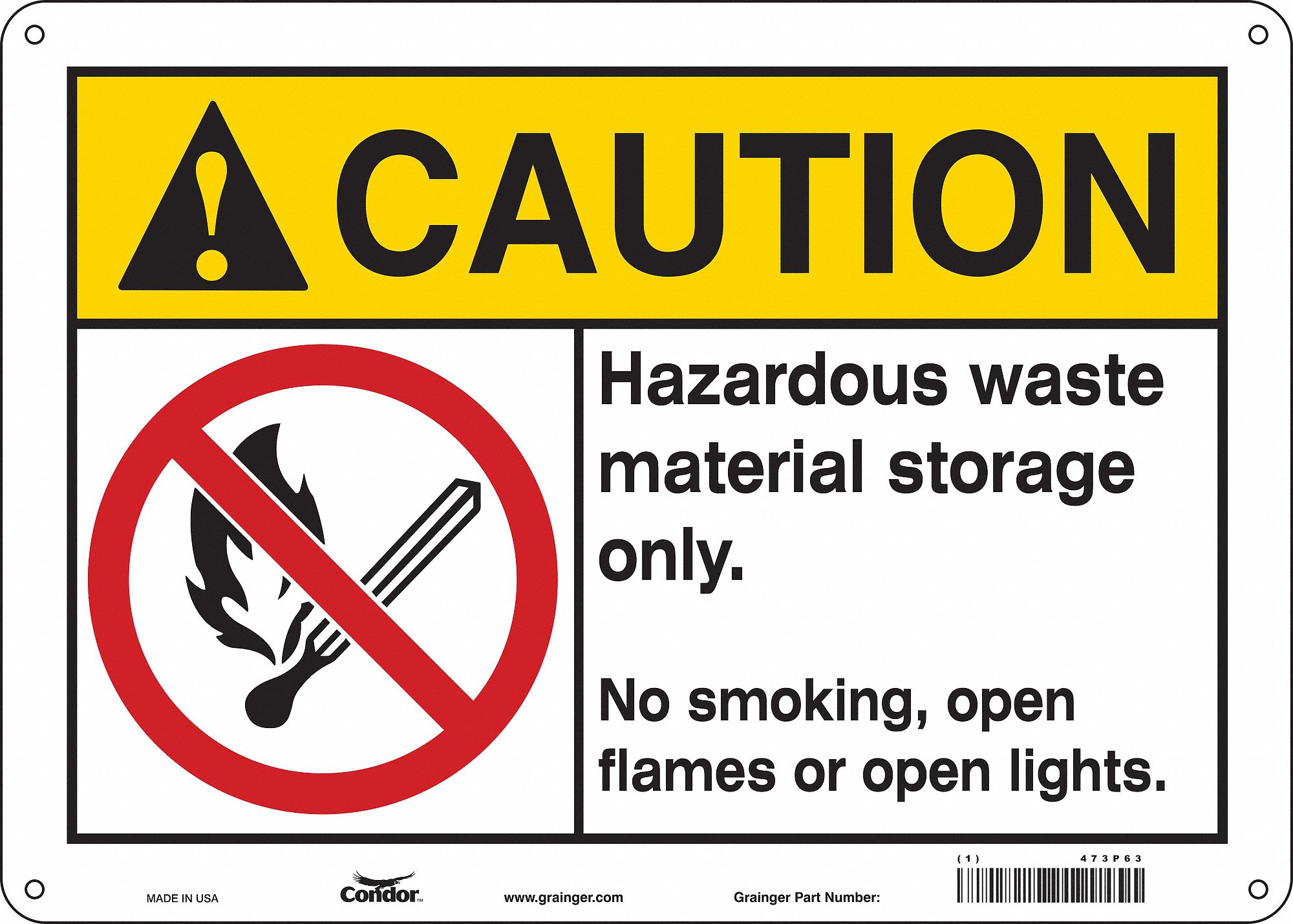 Safety Sign: Aluminum, Mounting Holes Sign Mounting, 10 in x 14 in Nominal Sign Size, 0.032 in Thick