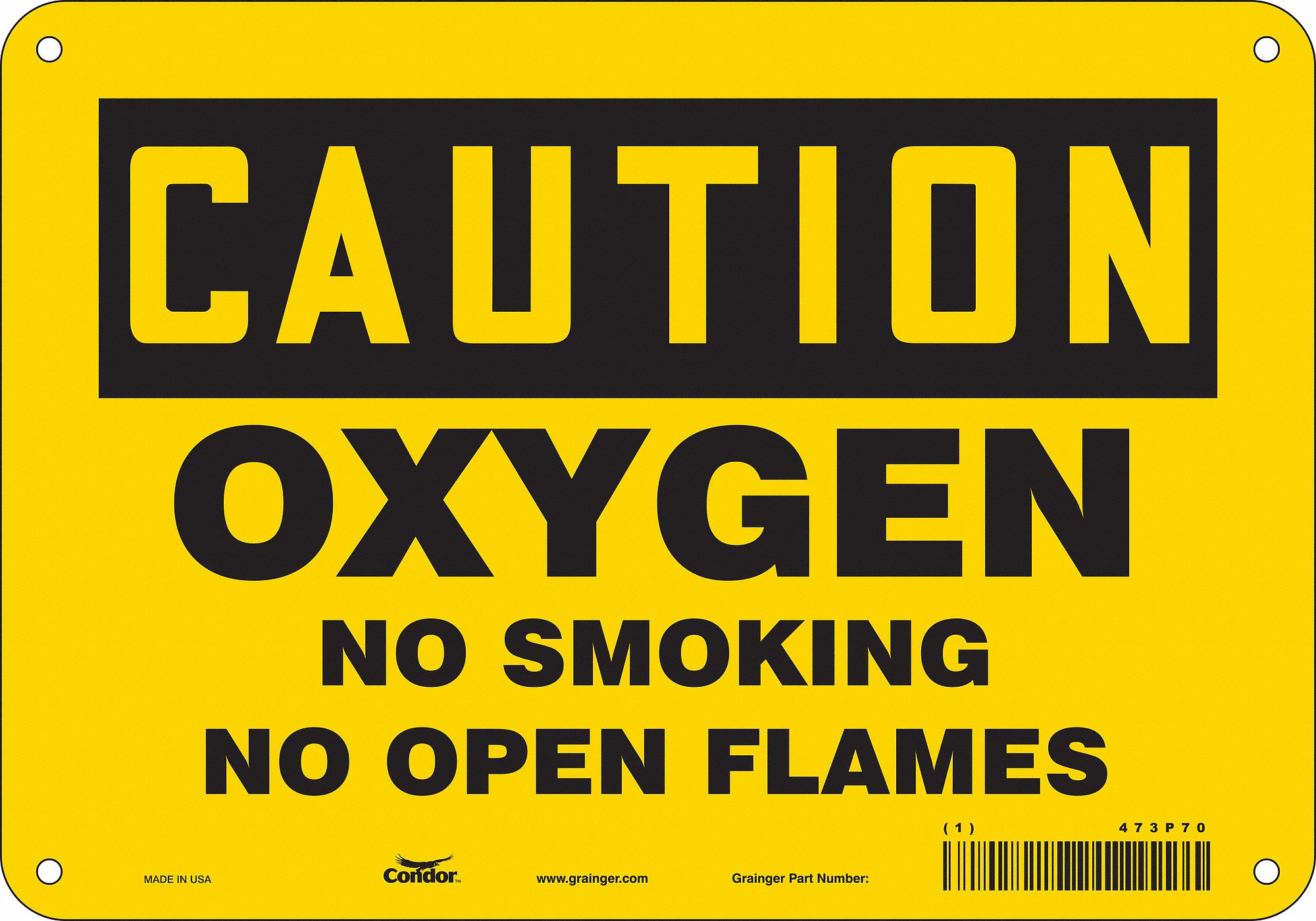 Safety Sign: Aluminum, Mounting Holes Sign Mounting, 7 in x 10 in Nominal Sign Size, 0.032 in Thick