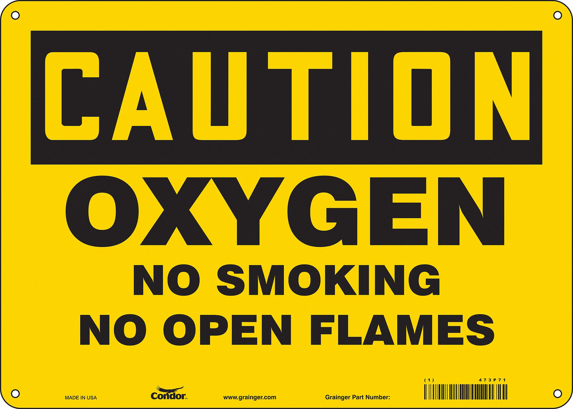 Safety Sign: Aluminum, Mounting Holes Sign Mounting, 10 in x 14 in Nominal Sign Size, 0.032 in Thick