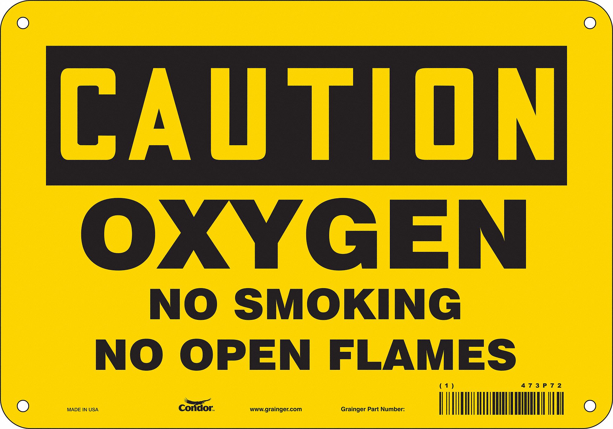 Safety Sign: Polyethylene, Mounting Holes Sign Mounting, 7 in x 10 in Nominal Sign Size, Caution
