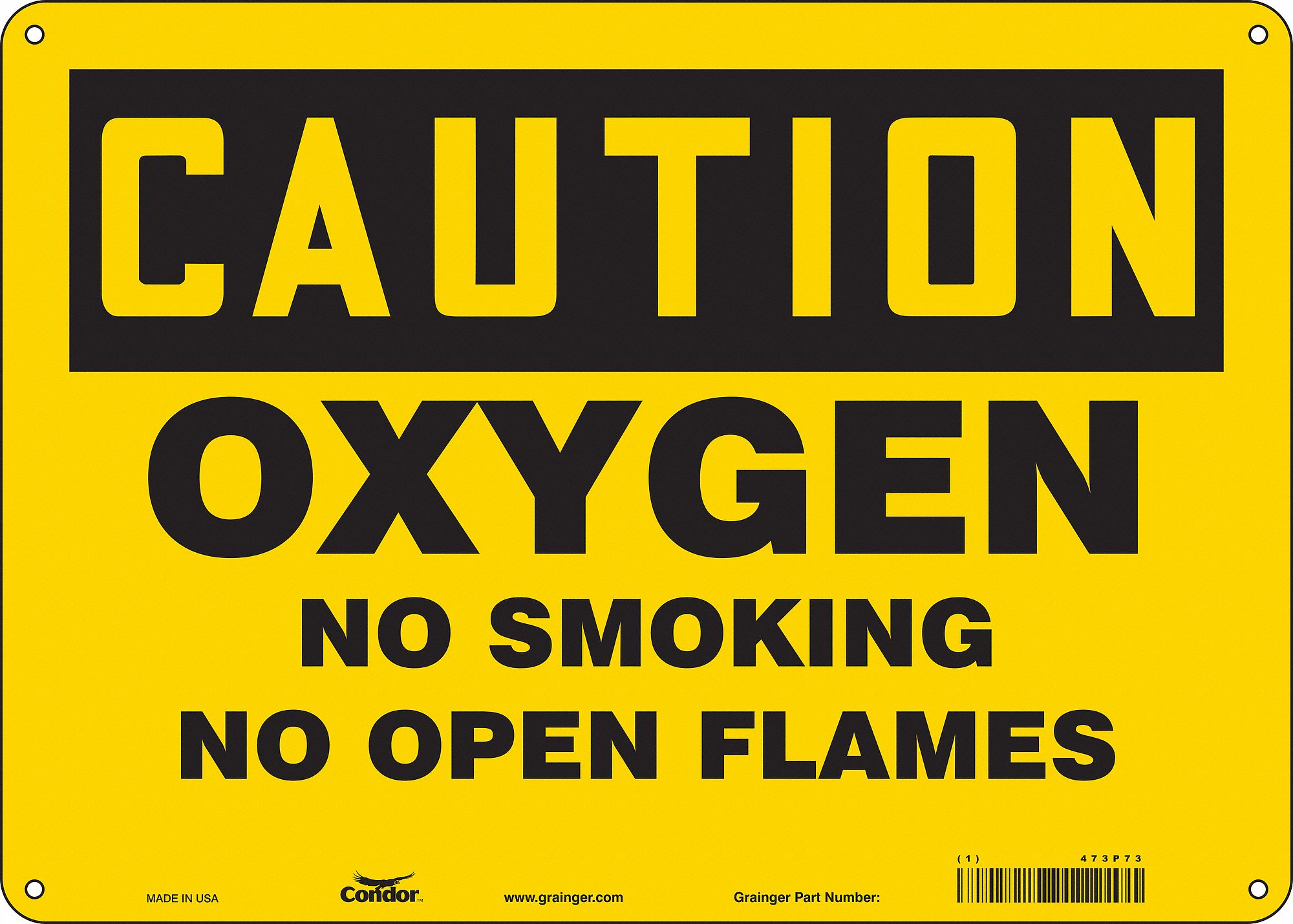 Safety Sign: Polyethylene, Mounting Holes Sign Mounting, 10 in x 14 in Nominal Sign Size, Caution