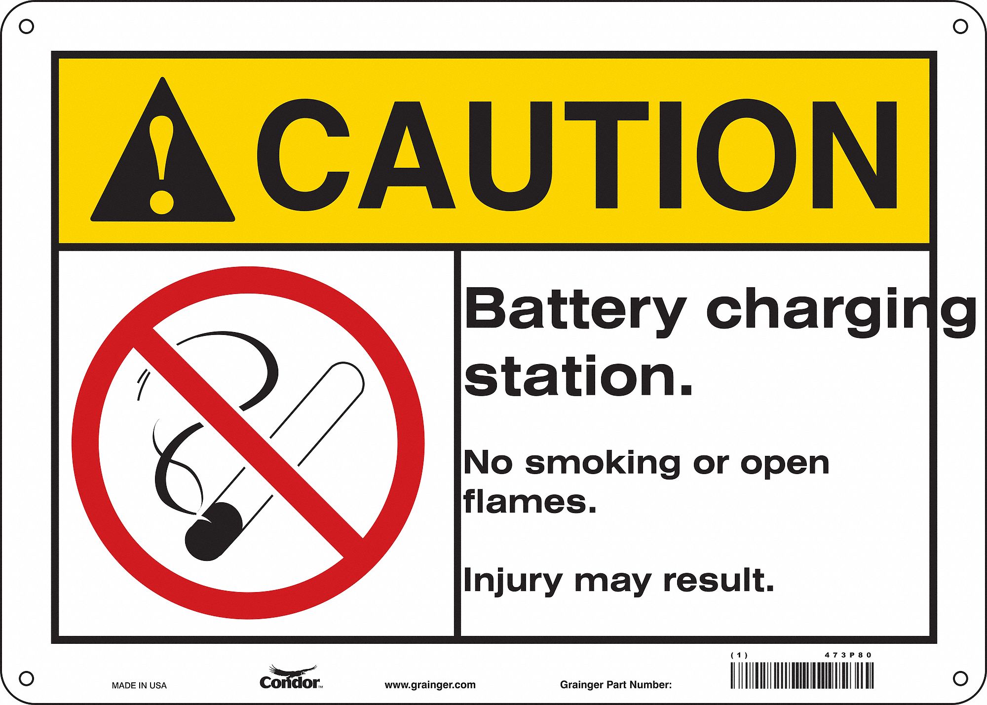 Safety Sign: Polyethylene, Mounting Holes Sign Mounting, 10 in x 14 in Nominal Sign Size, Caution
