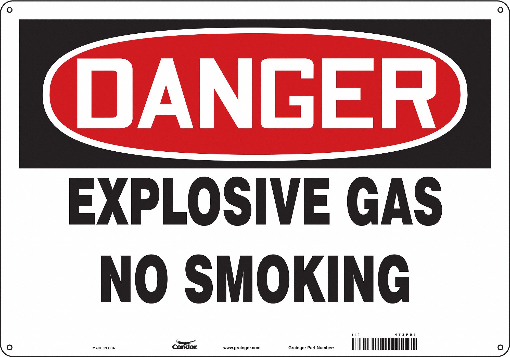 Safety Sign: Aluminum, Mounting Holes Sign Mounting, 14 in x 20 in Nominal Sign Size, 0.032 in Thick