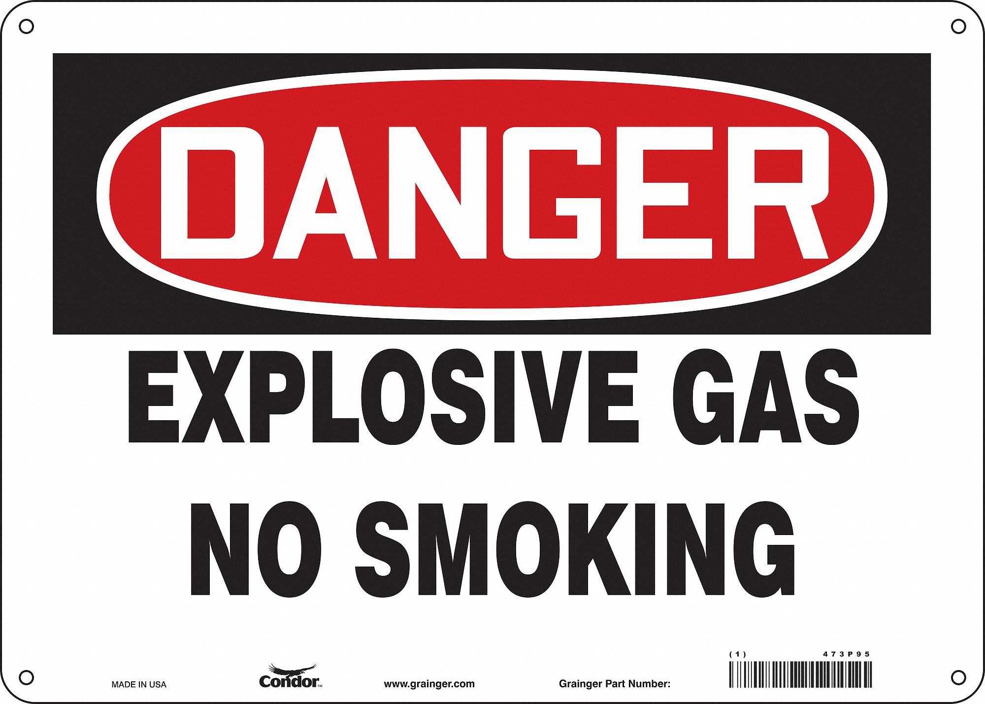 Safety Sign: Polyethylene, Mounting Holes Sign Mounting, 10 in x 14 in Nominal Sign Size, Danger
