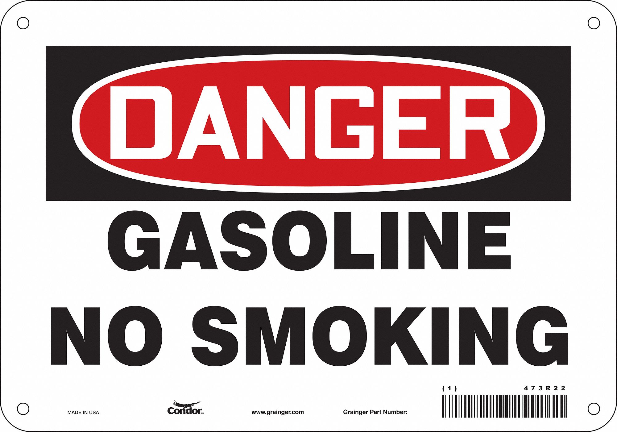 Safety Sign: Aluminum, Mounting Holes Sign Mounting, 7 in x 10 in Nominal Sign Size, 0.032 in Thick