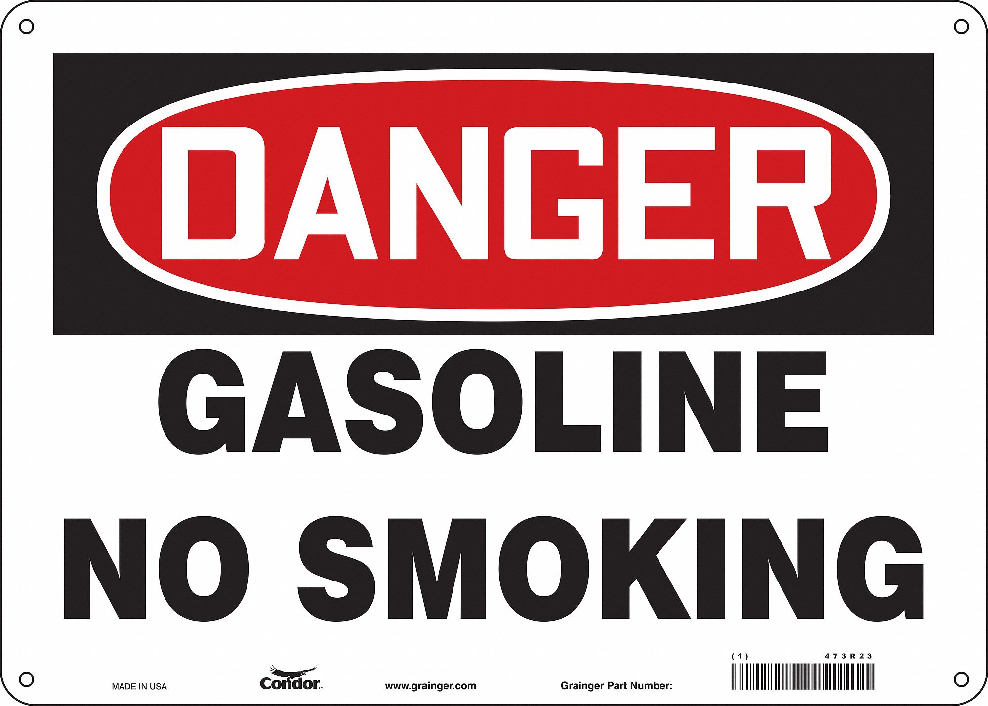 Safety Sign: Aluminum, Mounting Holes Sign Mounting, 10 in x 14 in Nominal Sign Size, 0.032 in Thick