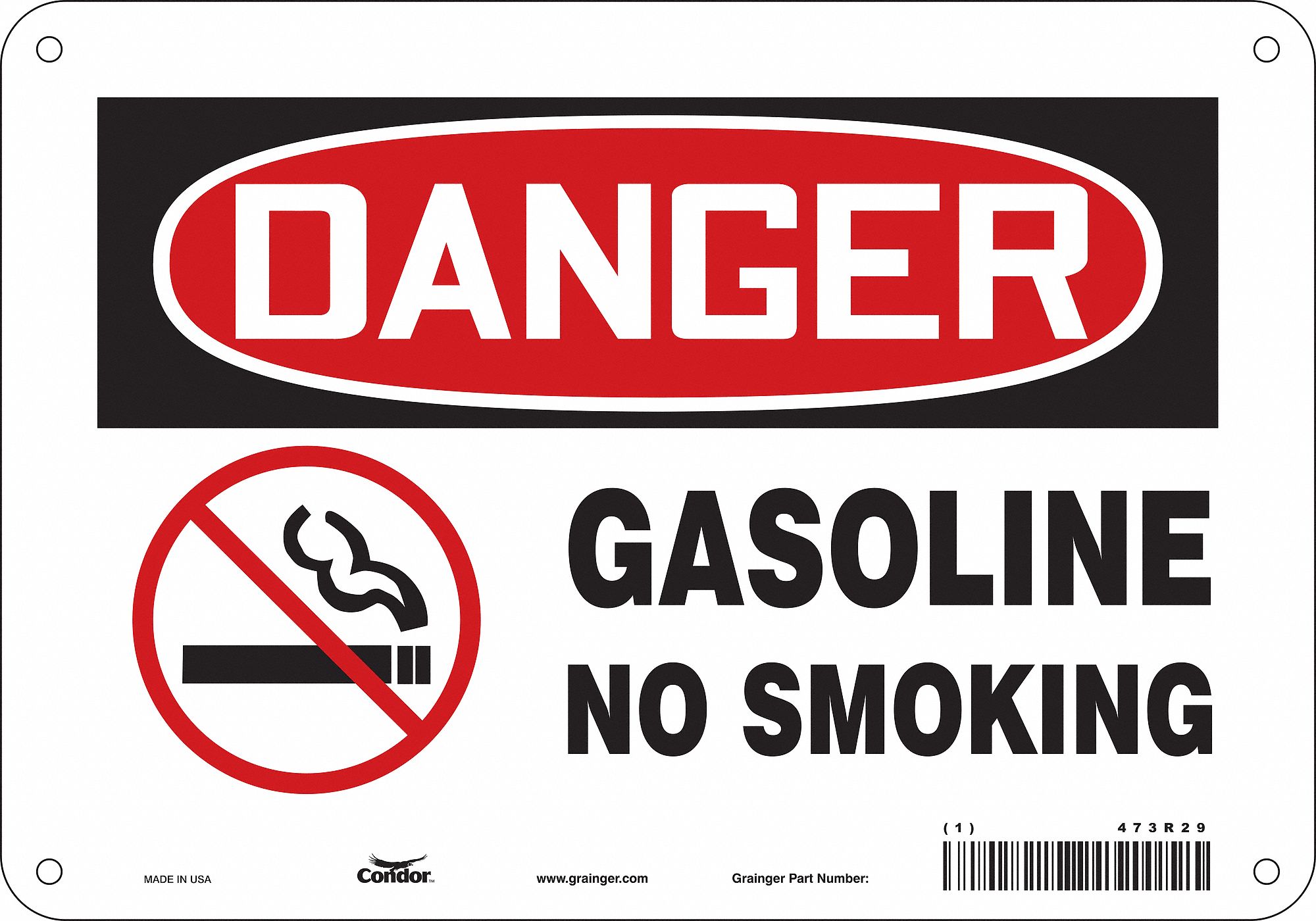 Safety Sign: Aluminum, Mounting Holes Sign Mounting, 7 in x 10 in Nominal Sign Size, 0.032 in Thick