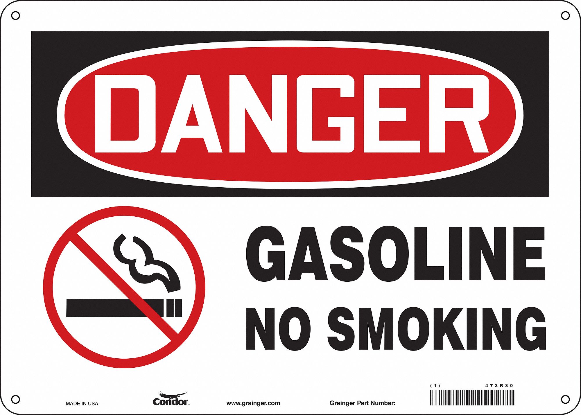 Safety Sign: Aluminum, Mounting Holes Sign Mounting, 10 in x 14 in Nominal Sign Size, 0.032 in Thick