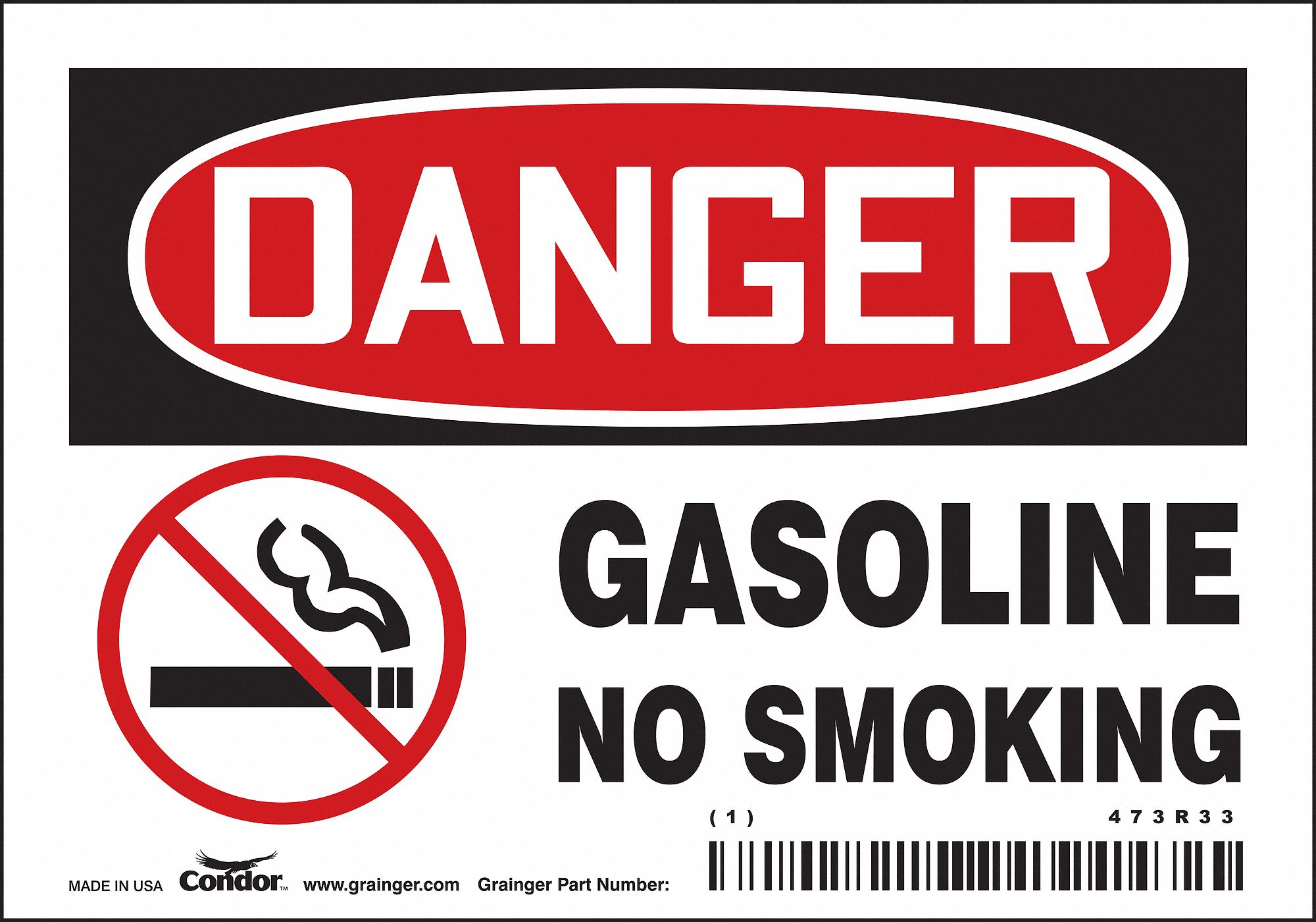 Safety Sign: Vinyl, Adhesive Sign Mounting, 3 1/2 in x 5 in Nominal Sign Size, Not Retroreflective