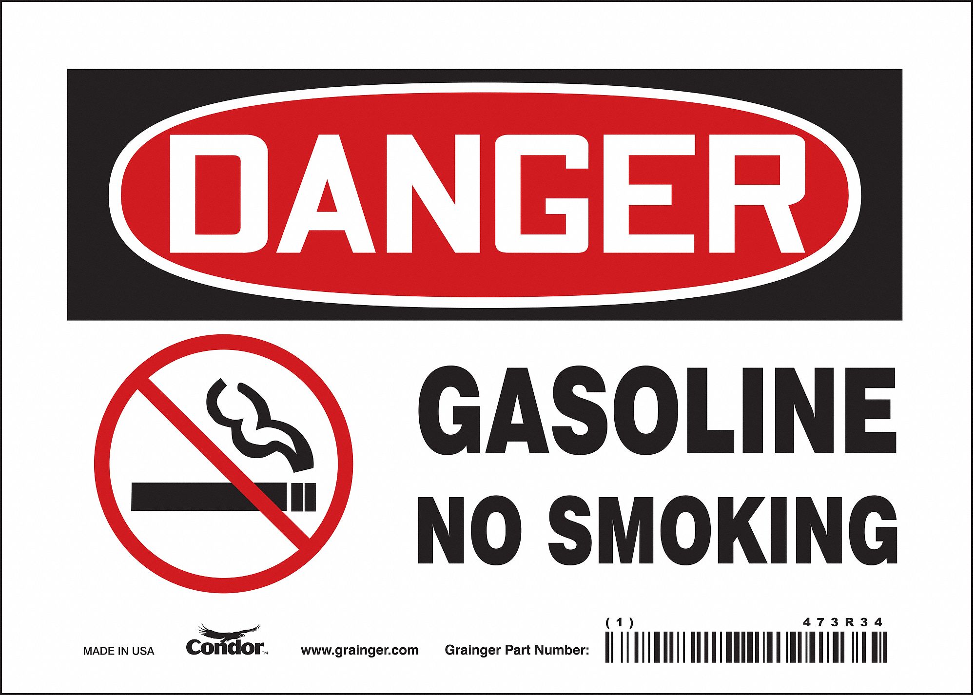Safety Sign: Vinyl, Adhesive Sign Mounting, 5 in x 7 in Nominal Sign Size, Not Retroreflective