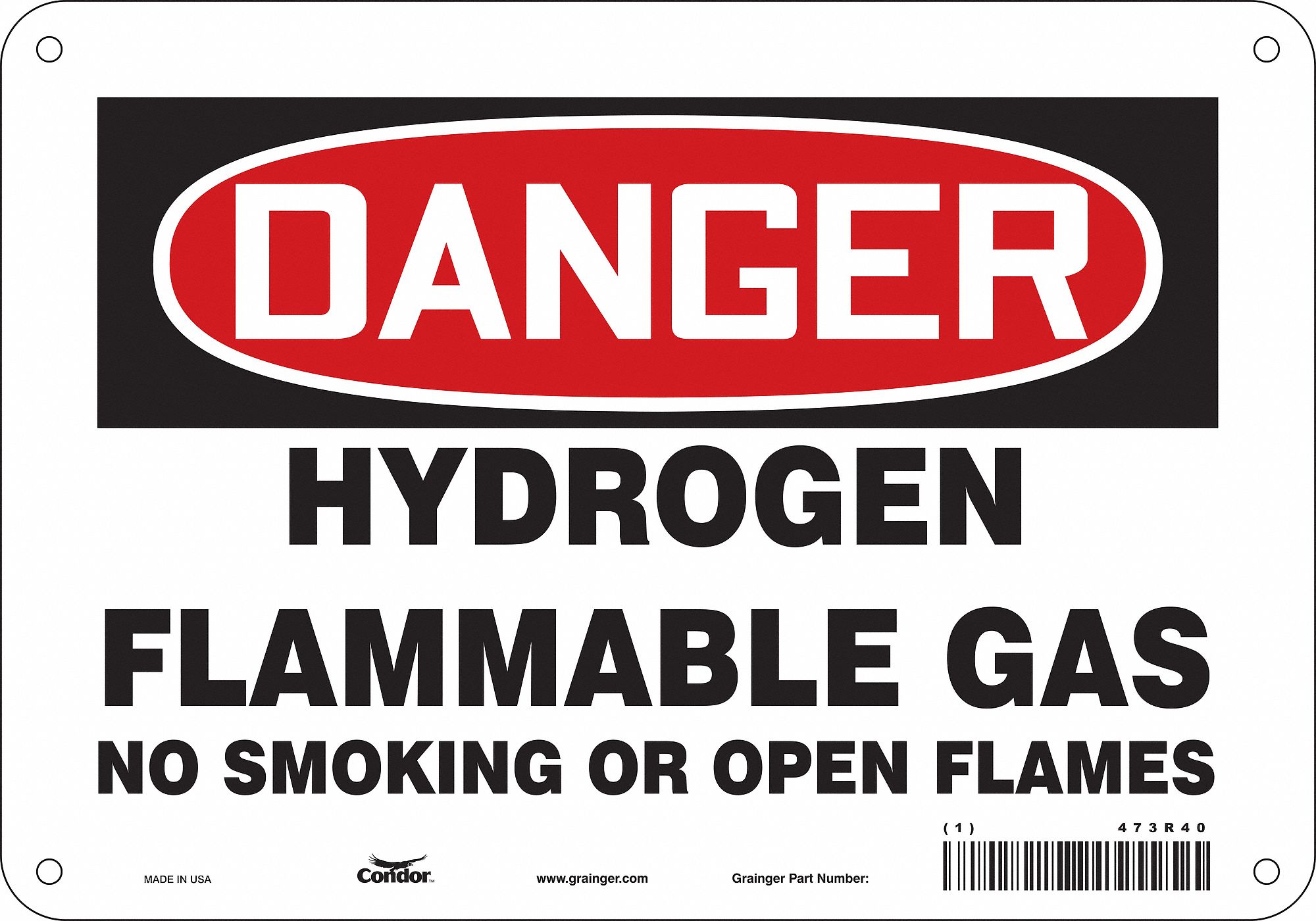 Safety Sign: Polyethylene, Mounting Holes Sign Mounting, 7 in x 10 in Nominal Sign Size, Danger