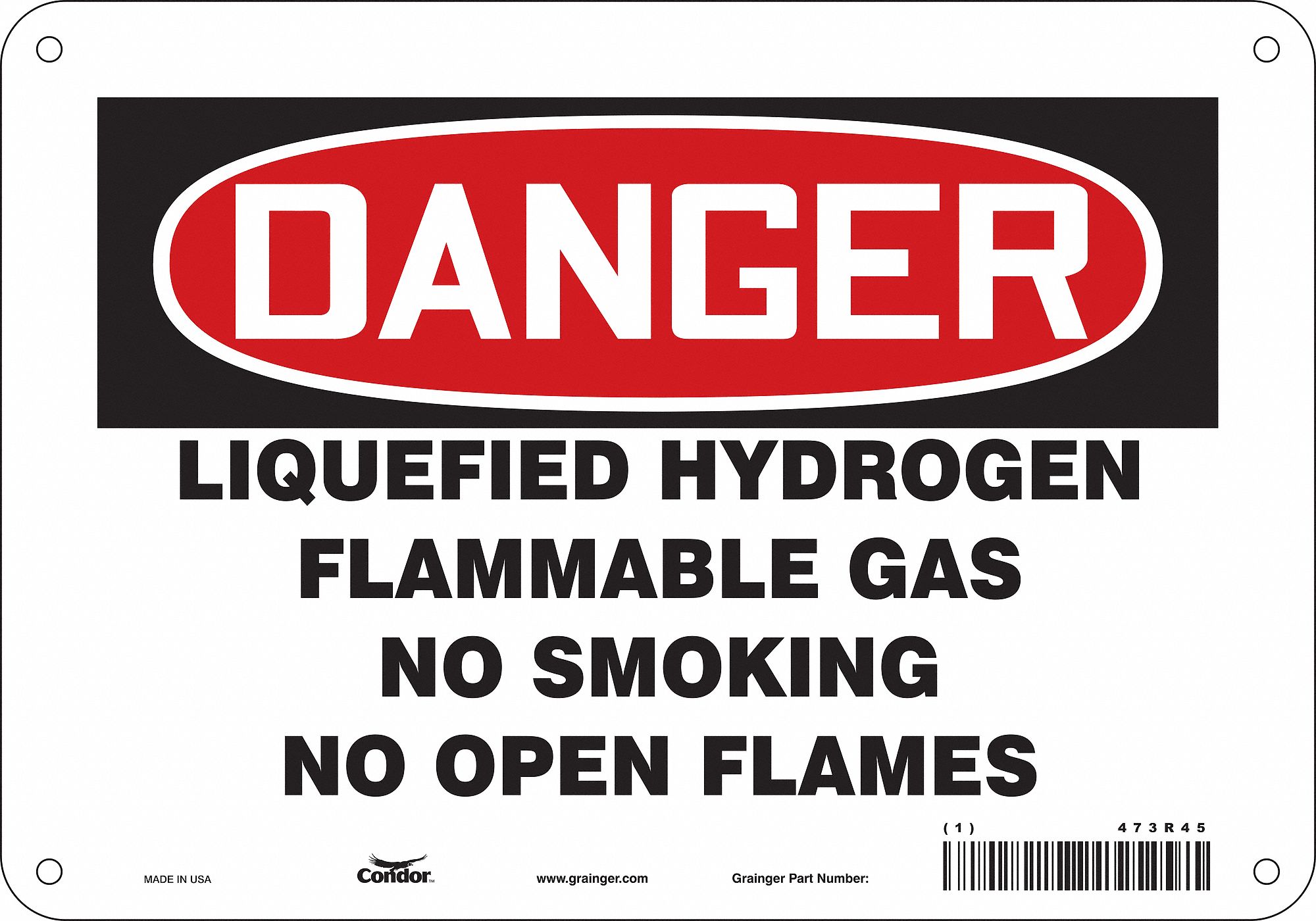 Safety Sign: Aluminum, Mounting Holes Sign Mounting, 7 in x 10 in Nominal Sign Size, 0.032 in Thick
