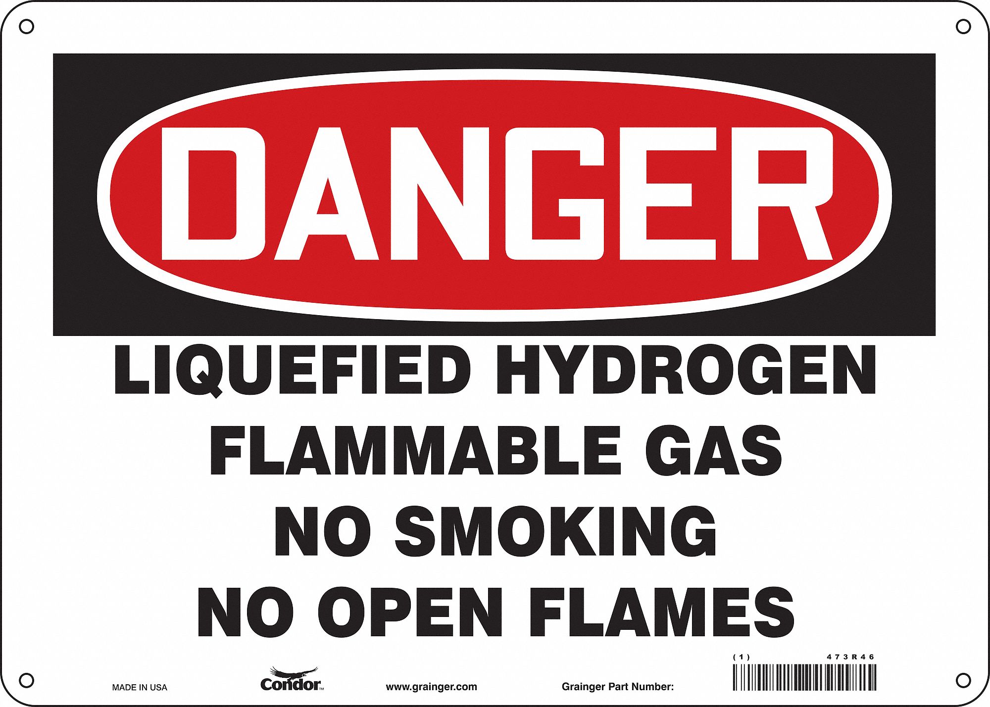 Safety Sign: Aluminum, Mounting Holes Sign Mounting, 10 in x 14 in Nominal Sign Size, 0.032 in Thick