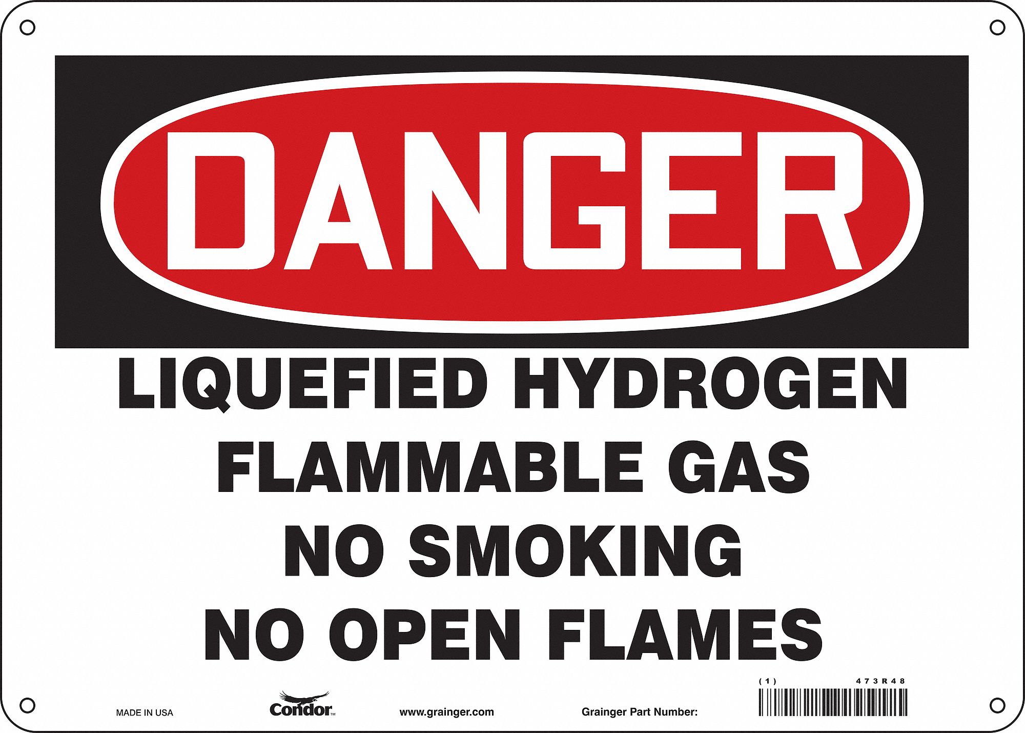 Safety Sign: Polyethylene, Mounting Holes Sign Mounting, 10 in x 14 in Nominal Sign Size, Danger