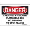 Danger: Liquefied Hydrogen Flammable Gas No Smoking No Open Flames Signs
