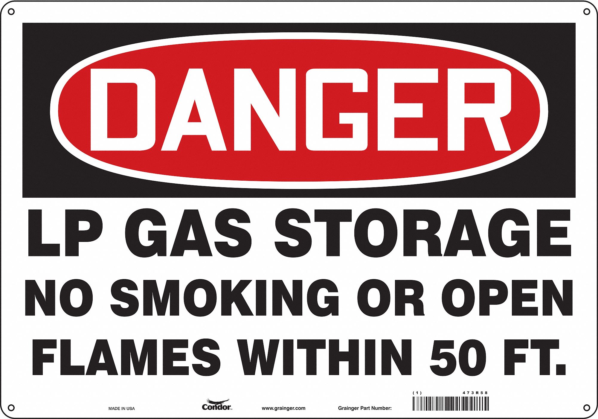 Safety Sign: Polyethylene, Mounting Holes Sign Mounting, 14 in x 20 in Nominal Sign Size, Danger