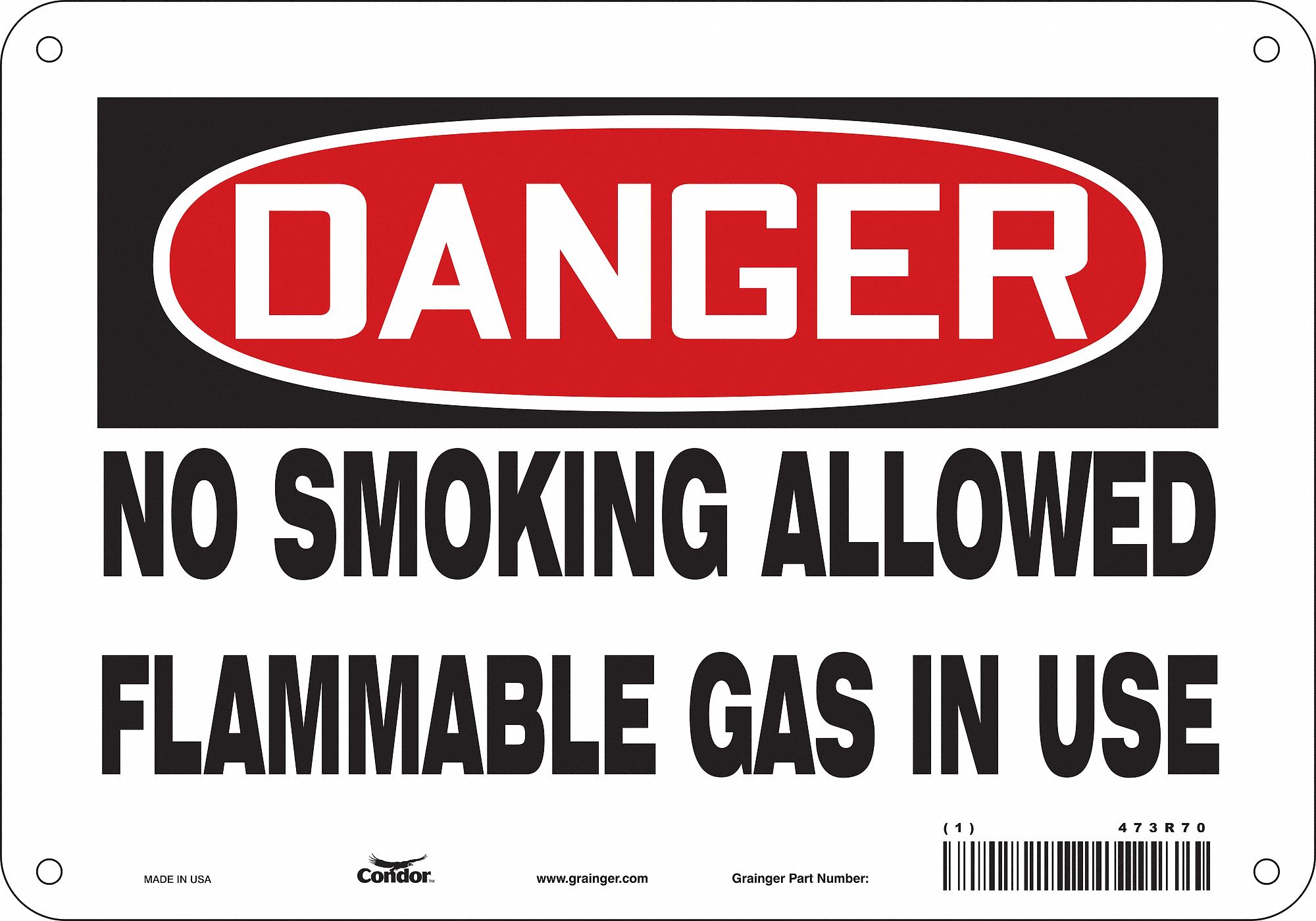 Safety Sign: Aluminum, Mounting Holes Sign Mounting, 7 in x 10 in Nominal Sign Size, 0.032 in Thick